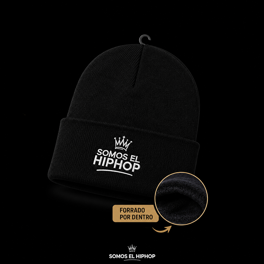 Beanie con vuelta SEHH - Negro Forrado